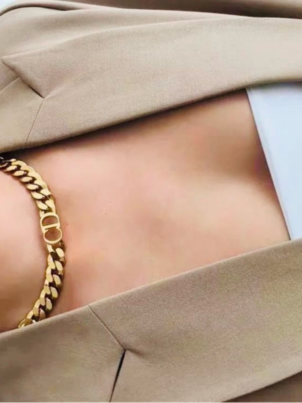 Gold Chain Choker Necklace with letters Accent - Women Jewelry